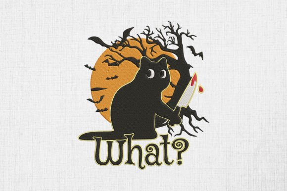 Review: Funny Black Cat Holding Knife Halloween Design